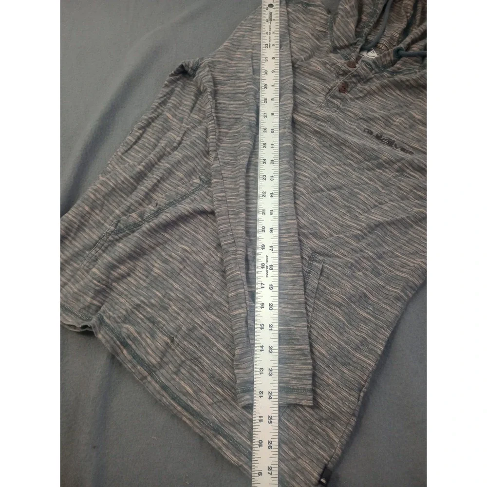 Quicksilver Henley Hoodie Pullover Men's Sz S Surf Skate Beach 100% Cotton